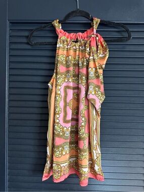 Vintage Y2K Caché Baroque Scarf Print Halter Top M